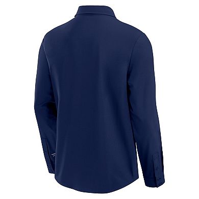 Men's Fanatics Navy Cleveland Guardians Front Office Long Sleeve Button-Up Shirt