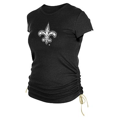 Women's New Era Black New Orleans Saints Ruched Side T-Shirt