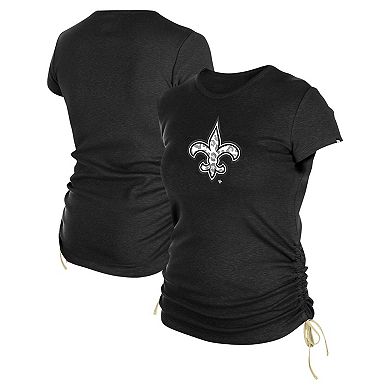 Women's New Era Black New Orleans Saints Ruched Side T-Shirt