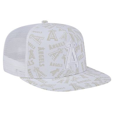 Men's New Era White Los Angeles Angels Logo Dunes A-Frame Trucker 9FIFTY Snapback Hat