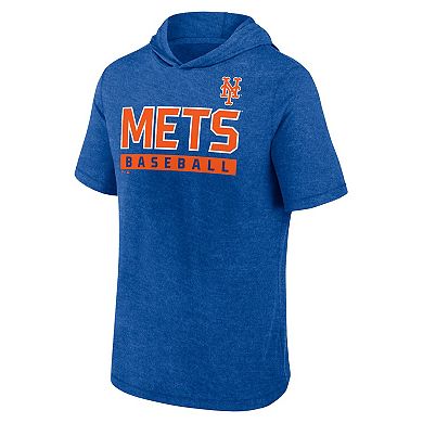Men's Fanatics Heather Royal New York Mets Push Short Sleeve Pullover Hoodie