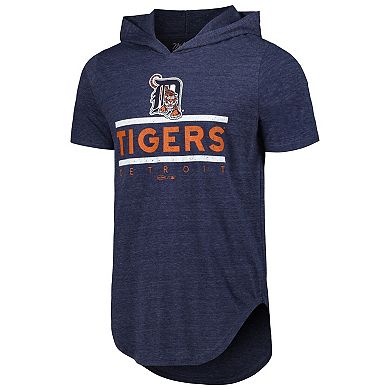 Men's Majestic Threads Navy Detroit Tigers Tri-Blend Hoodie T-Shirt