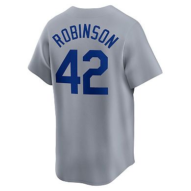 Men's Nike Jackie Robinson Gray Brooklyn Dodgers Throwback Cooperstown Collection Limited Jersey