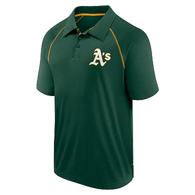 Men's Fanatics Green Oakland Athletics Strong Alone Raglan Polo