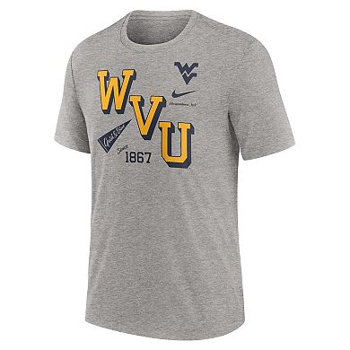 Men's Nike Heather Gray West Virginia Mountaineers Blitz Roll Call Tri-Blend T-Shirt