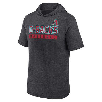 Men's Fanatics Heather Charcoal Arizona Diamondbacks Push Short Sleeve Pullover Hoodie