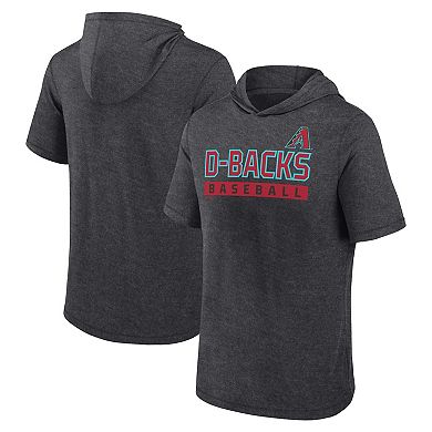 Men's Fanatics Heather Charcoal Arizona Diamondbacks Push Short Sleeve Pullover Hoodie