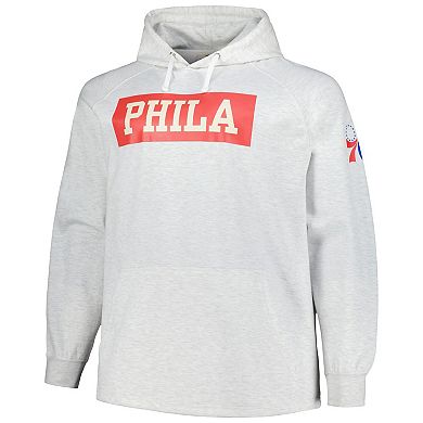 Men's Fanatics Ash Philadelphia 76ers Big & Tall Raglan Tri-Blend Pullover Hoodie