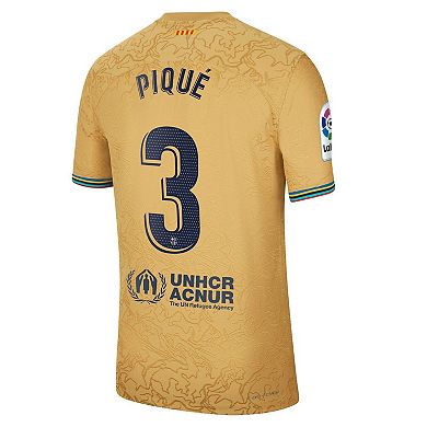 Men's Nike Gerard Pique Gold Barcelona 2022/23 Away Authentic Player Jersey