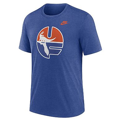 Men's Nike Heather Royal Florida Gators Blitz Evergreen Legacy Primary Tri-Blend T-Shirt