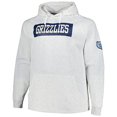 Men's Fanatics Ash Memphis Grizzlies Big & Tall Raglan Tri-Blend Pullover Hoodie