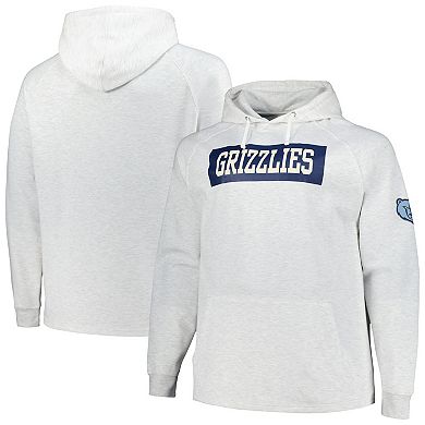 Men's Fanatics Ash Memphis Grizzlies Big & Tall Raglan Tri-Blend Pullover Hoodie