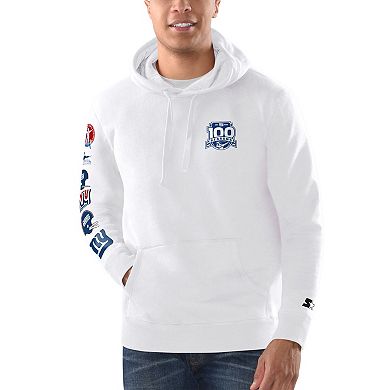 Men's Starter White New York Giants 100th Season Pullover Hoodie