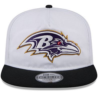 Men's New Era White/Black Baltimore Ravens 2024 NFL Training Camp Golfer Snapback Hat