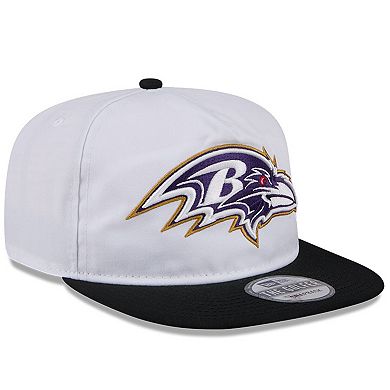 Men's New Era White/Black Baltimore Ravens 2024 NFL Training Camp Golfer Snapback Hat