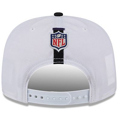 Men's New Era White/Black Baltimore Ravens 2024 NFL Training Camp Golfer Snapback Hat