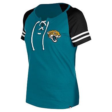 Women's New Era Teal Jacksonville Jaguars  Lace-Up Raglan T-Shirt