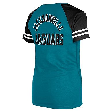 Women's New Era Teal Jacksonville Jaguars  Lace-Up Raglan T-Shirt