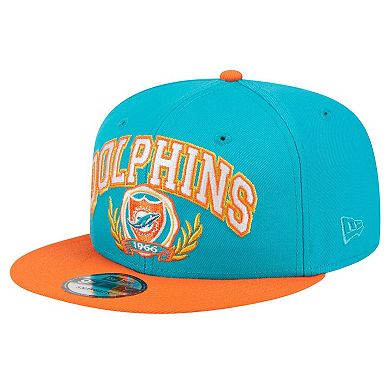 Men's New Era Aqua/Orange Miami Dolphins Team Establish 9FIFTY Snapback Hat