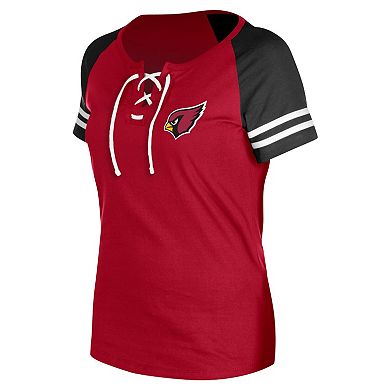 Women's New Era Cardinal Arizona Cardinals  Lace-Up Raglan T-Shirt