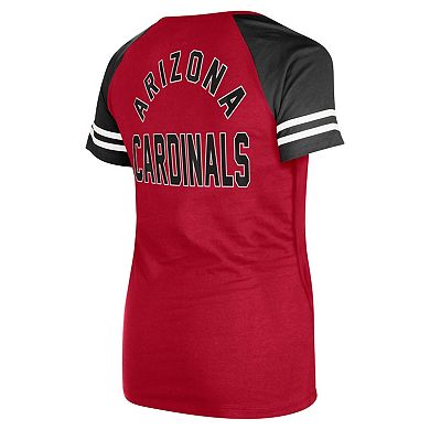 Women's New Era Cardinal Arizona Cardinals  Lace-Up Raglan T-Shirt