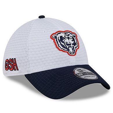 Men's New Era White/Navy Chicago Bears 2024 NFL Training Camp 39THIRTY Flex Hat