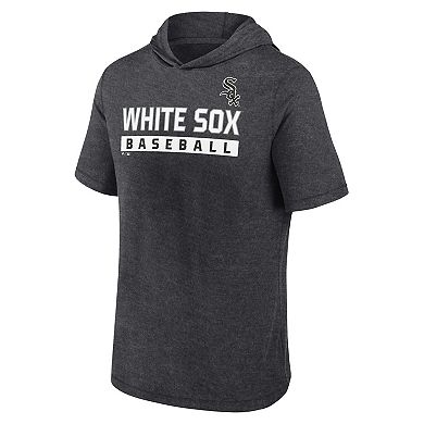 Men's Fanatics Heather Charcoal Chicago White Sox Push Short Sleeve Pullover Hoodie