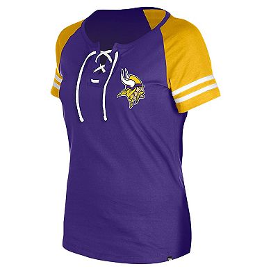 Women's New Era Purple Minnesota Vikings  Lace-Up Raglan T-Shirt