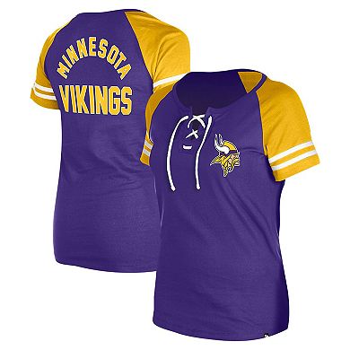 Women's New Era Purple Minnesota Vikings  Lace-Up Raglan T-Shirt