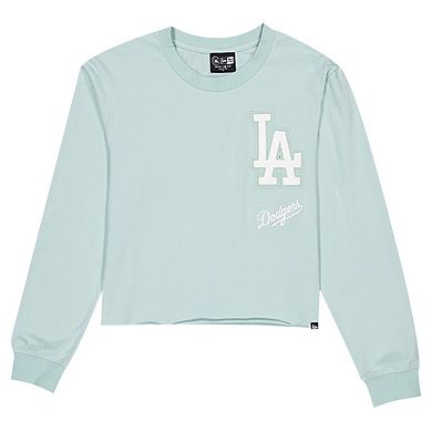 Women's New Era Mint Los Angeles Dodgers Breeze Logo Select Cropped Long Sleeve T-Shirt