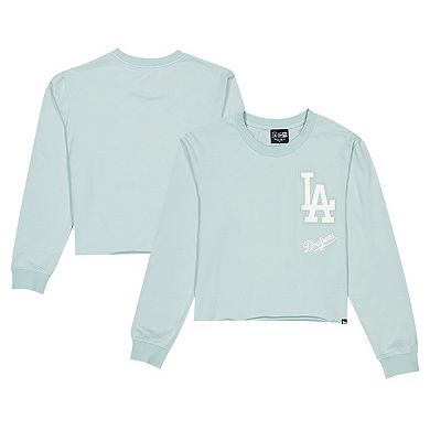 Women's New Era Mint Los Angeles Dodgers Breeze Logo Select Cropped Long Sleeve T-Shirt