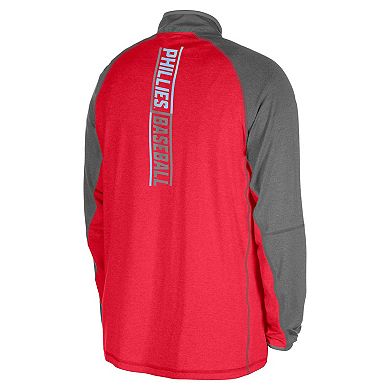 Men's New Era Red Philadelphia Phillies Father's Day Raglan Quarter-Zip Top