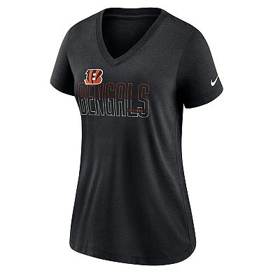 Women's Nike Heathered Black Cincinnati Bengals Lock Up Tri-Blend V-Neck T-Shirt