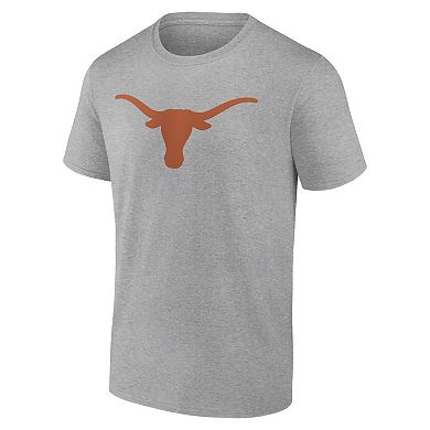 Men's Majestic Heathered Gray Texas Longhorns Primary Logo T-Shirt