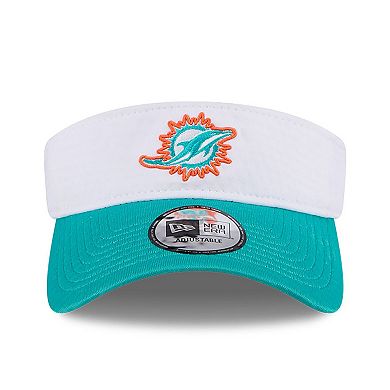 Men's New Era White/Aqua Miami Dolphins 2024 NFL Training Camp Adjustable Visor