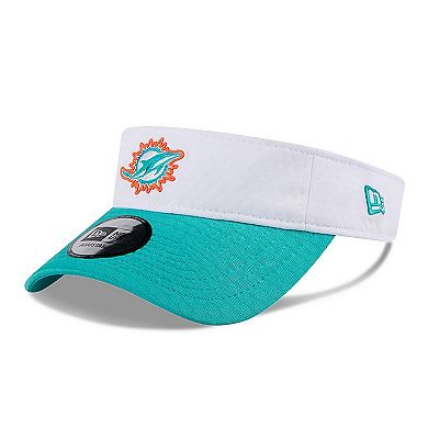 Men's New Era White/Aqua Miami Dolphins 2024 NFL Training Camp Adjustable Visor