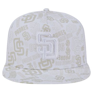Men's New Era White San Diego Padres Logo Dunes A-Frame Trucker 9FIFTY Snapback Hat