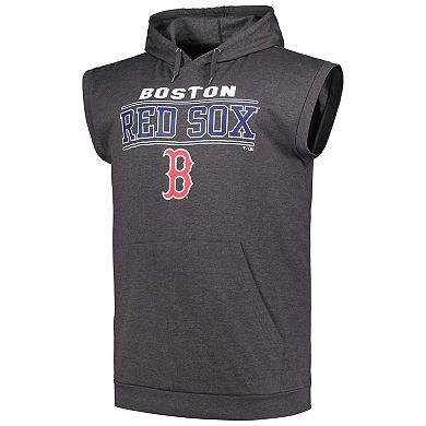 Men's Profile Heather Charcoal Boston Red Sox Big & Tall Muscle Sleeveless Pullover Hoodie