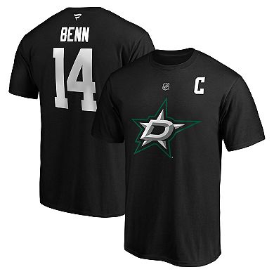 Men's Fanatics Jamie Benn Black Dallas Stars Authentic Stack Name & Number T-Shirt