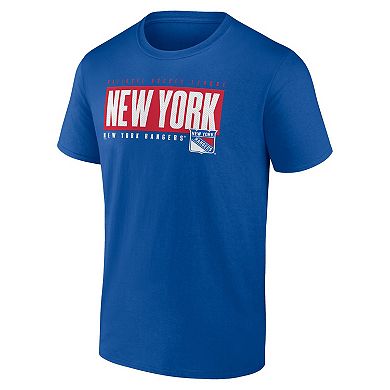 Men's Fanatics Blue New York Rangers Blocked Out T-Shirt