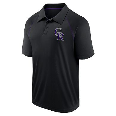 Men's Fanatics Black Colorado Rockies Strong Alone Raglan Polo