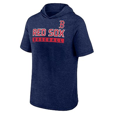 Men's Fanatics Heather Navy Boston Red Sox Push Short Sleeve Pullover Hoodie