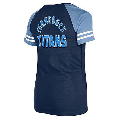 Women's New Era Navy Tennessee Titans  Lace-Up Raglan T-Shirt