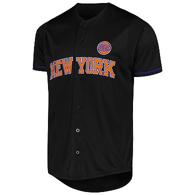 Men's Fanatics Black New York Knicks Pop Baseball Jersey