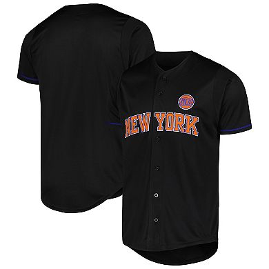 Men's Fanatics Black New York Knicks Pop Baseball Jersey