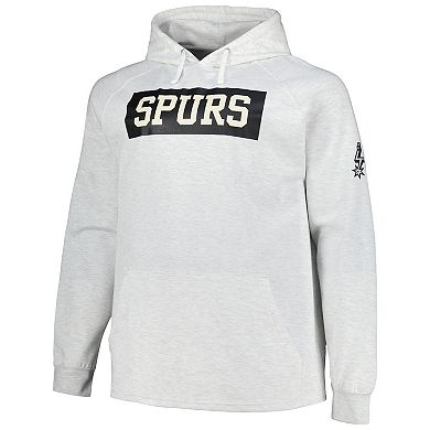 Men's Fanatics Ash San Antonio Spurs Big & Tall Raglan Tri-Blend Pullover Hoodie