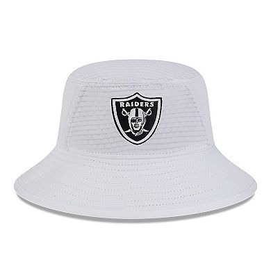 Men's New Era White Las Vegas Raiders 2024 NFL Training Camp Stretch Bucket Hat