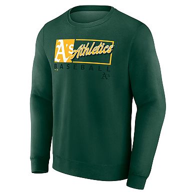 Men's Fanatics Green Oakland Athletics Focus Fleece Pullover Sweatshirt