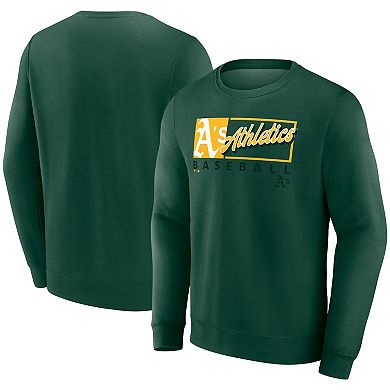 Men's Fanatics Green Oakland Athletics Focus Fleece Pullover Sweatshirt