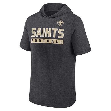 Men's Fanatics Heather Charcoal New Orleans Saints Push Short Sleeve Pullover Hoodie